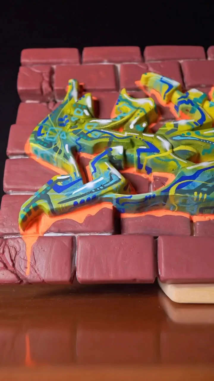 3D wild: escultura de graffiti sobre ladrillo